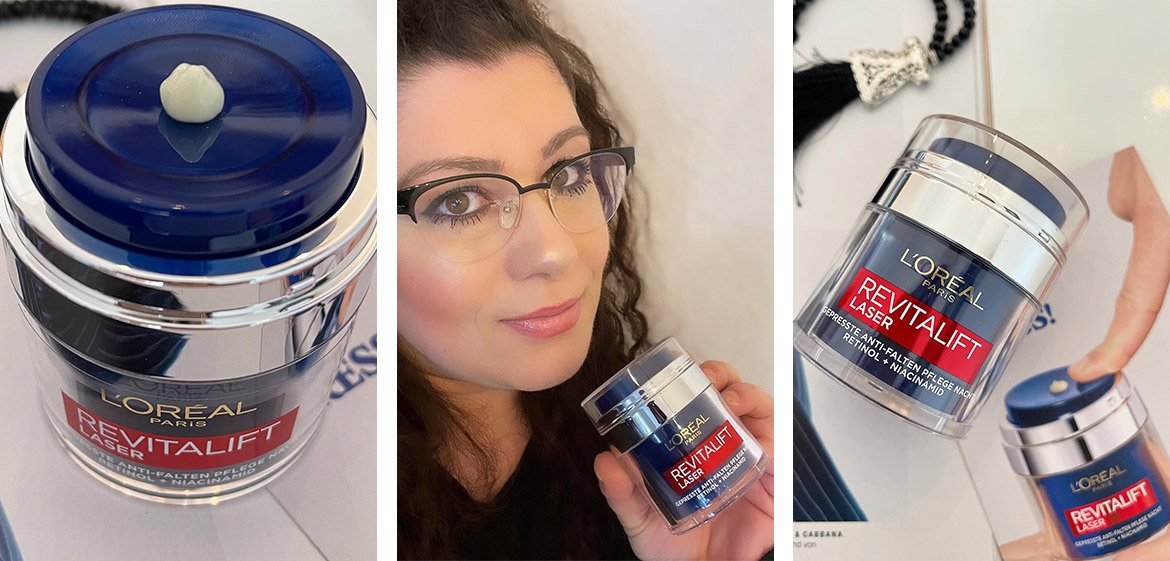 Fotocollage bestehend aus drei Fotos mit Revitalift Laser Produktabbildungen
